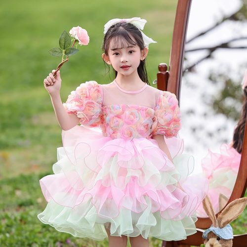 六一儿童演出服幼儿园舞台表演公主裙新款洋气儿童蓬蓬裙舞蹈纱裙
