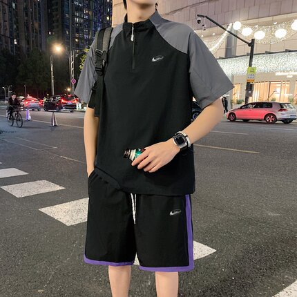 耐克顿套装男2026夏季新款青少年潮流百搭短袖短裤帅气休闲两件套