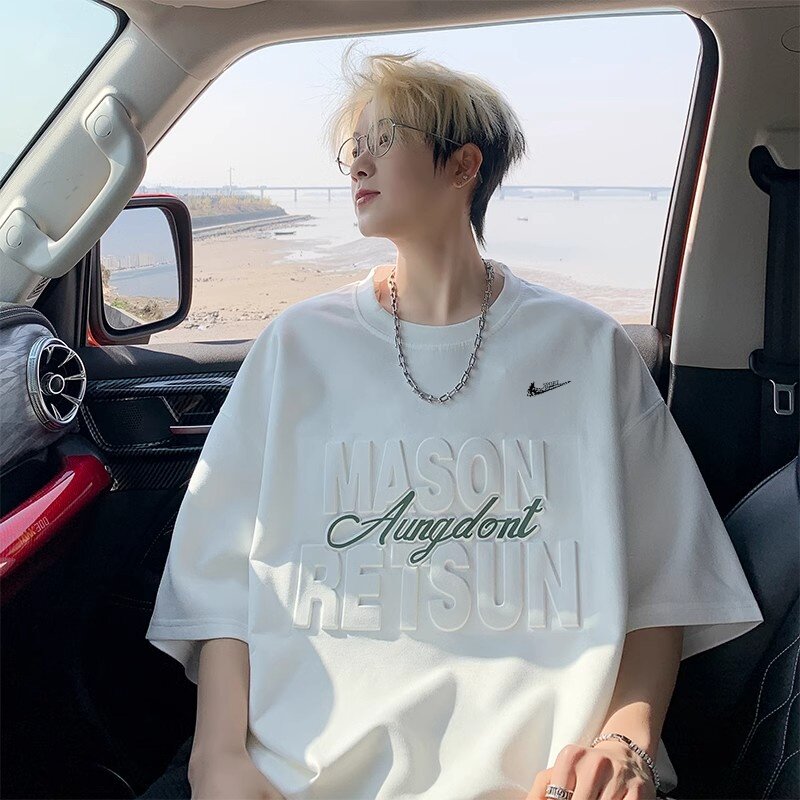 耐克顿短袖t恤男2025夏季新款宽松钢印半袖体恤青少年潮牌五分袖