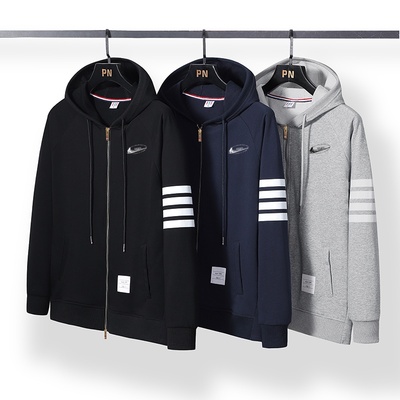 耐克顿秋冬款纯棉开衫连帽卫衣男