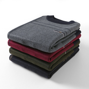 2611/P35冬季中老年打底衫男保暖圆领毛线衣爸爸冬装上衣毛衣图片