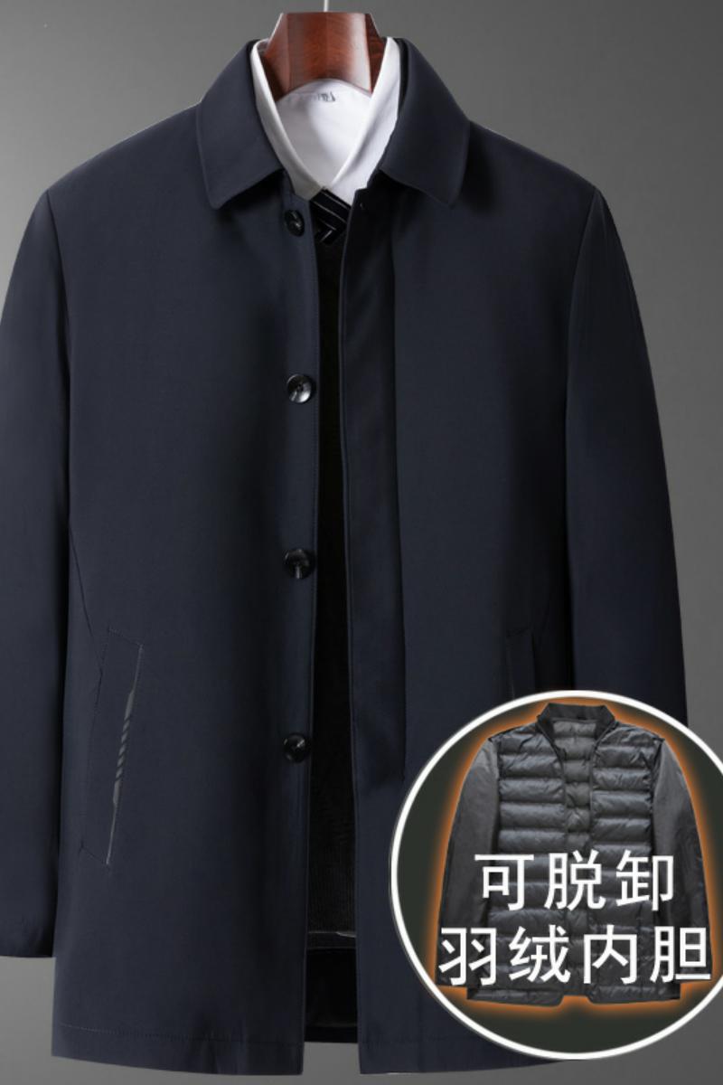 可脱内胆！8909/P210商务绅士羽绒服中老年爸爸翻领钮扣羽绒外套,男装羽绒服,星座1216（原钱塘722）