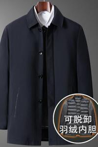 可脱内胆！8909/P210商务绅士羽绒服中老年爸爸翻领钮扣羽绒外套图片