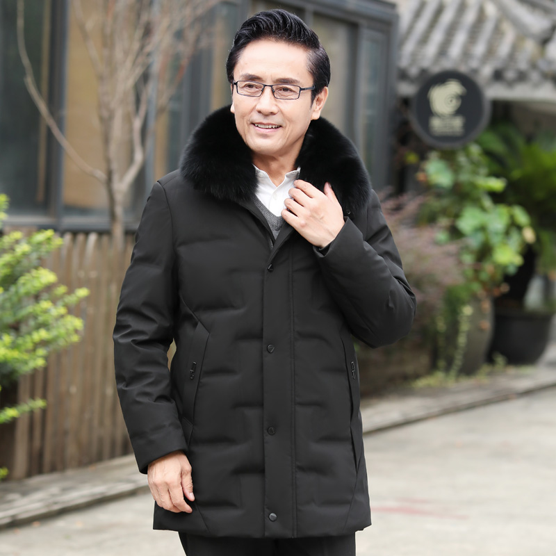 1907/P26090绒中老年羽绒衣男爸爸冬季大毛领中长款羽绒外套男，男装羽绒服，星座1216（原钱塘722）