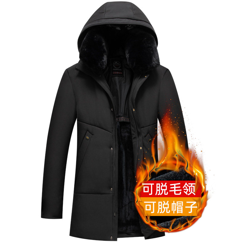 2020冬季新款爸爸外套棉袄 8827/可脱帽子可脱毛领老人棉服图片