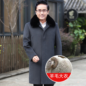 大货主推羊毛大衣！8016/P170加绒加厚中长款老年爸父亲风衣图片
