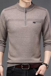 2971/ 父亲毛衣冬装保暖毛线衣中老年宽松圆领套头商务打底衫图片