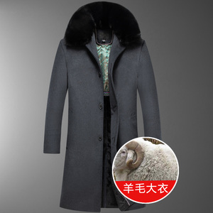 大货主推羊毛大衣！8016/加绒加厚中长款中老年爸爸羊毛大衣图片
