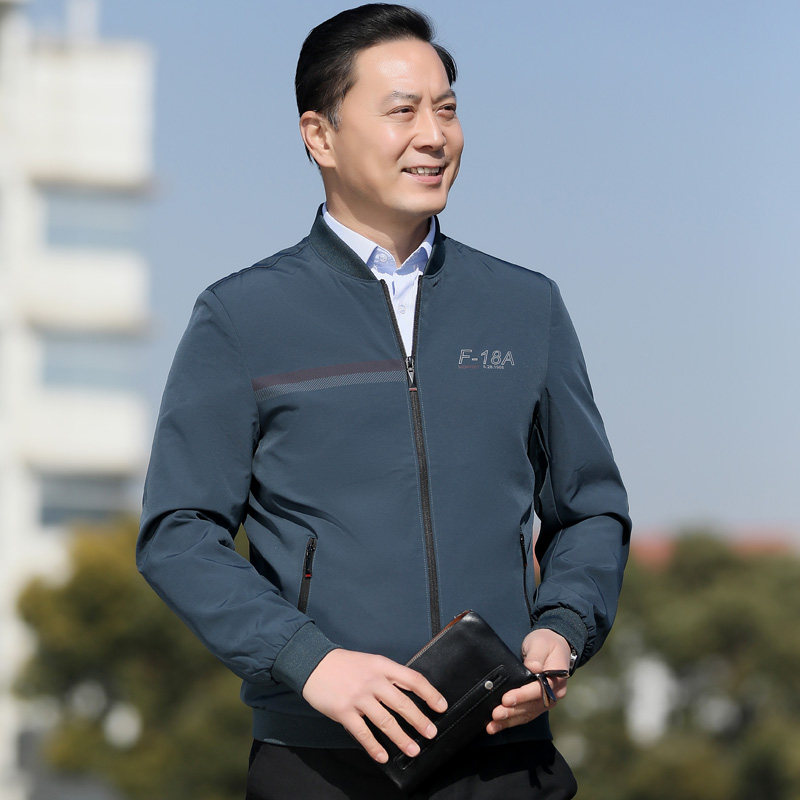 916/P65爸爸外套男父亲装中年外套休闲商务棒球服茄克男士,男装夹克,星座1216（原钱塘722）