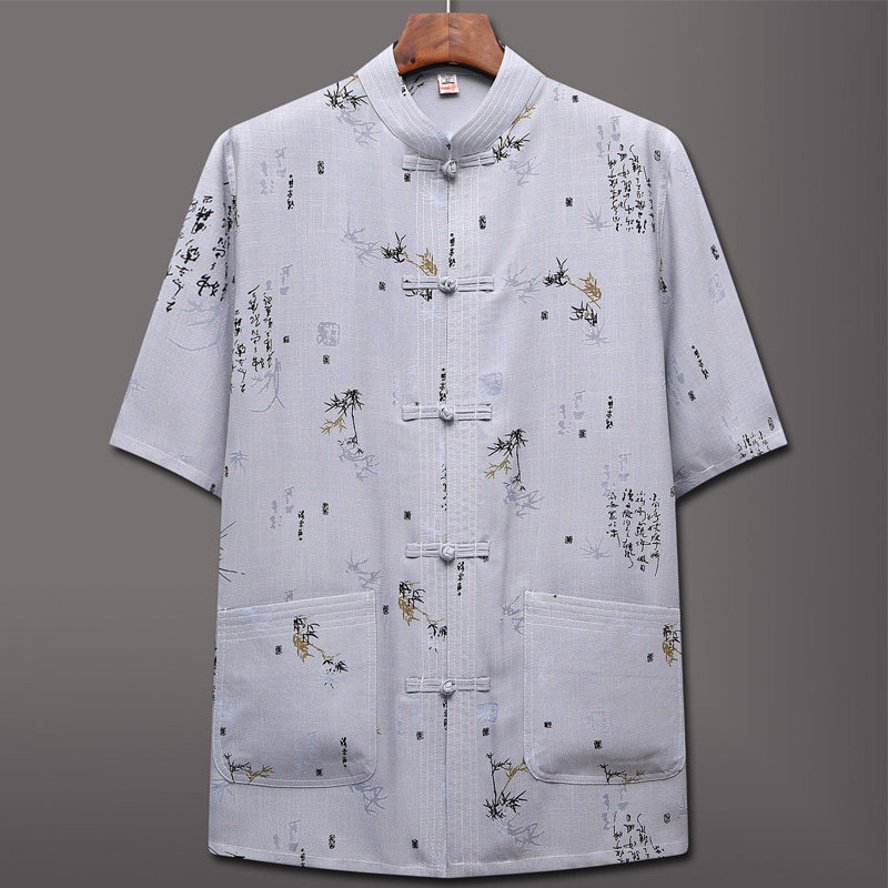 单上衣唐装！687/爸爸夏季短袖男中老年唐装太极服运动汗衫,男装民族服装,星座1216（原钱塘722）