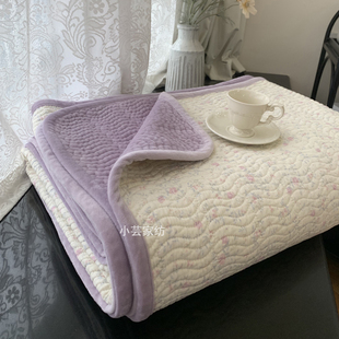 双面可用纯棉一面绒一面棉床盖宝宝绒毯加厚床单绗缝全棉加绒夹棉