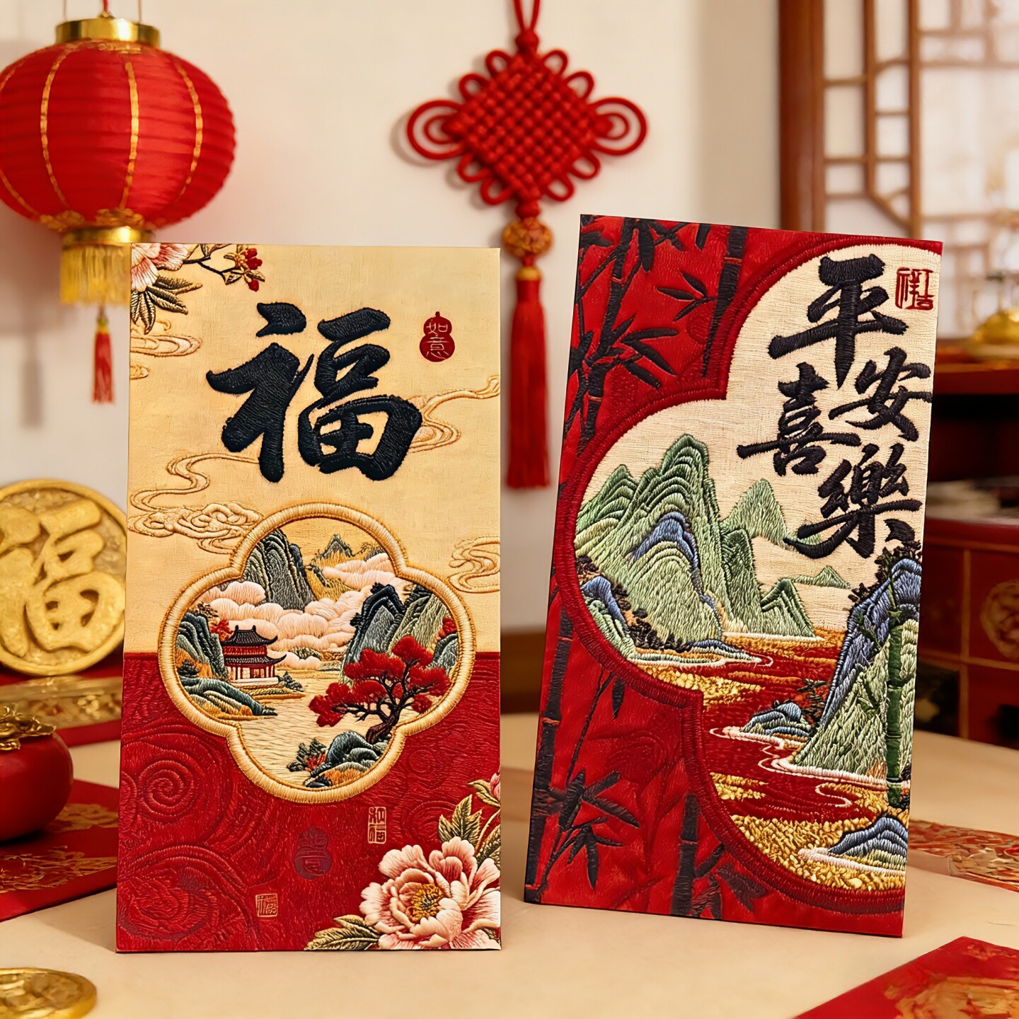 5D立体印刷款国画风红包