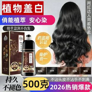  俏能植萃安心染盖白染发剂泡泡染遮白发专用植物染发膏500ml