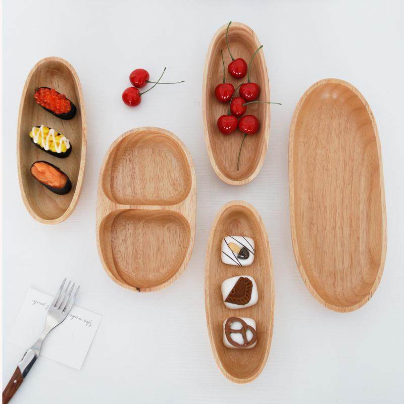 实木椭圆收纳碗创意船型木碗点心深盘日式长方形碗果盘果盘ins