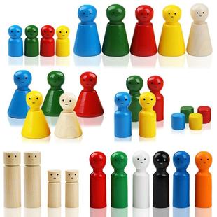 心理沙盘木偶彩色家排小物件人偶套装桌游实木摆件性格色彩小积木