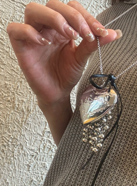 XSquare心形长项链葡萄串皮绳开合相框ins冷淡风时尚百搭小众高级