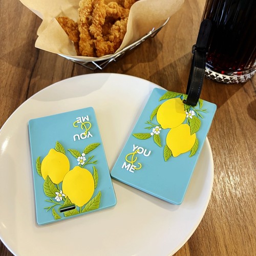 柠檬硅胶立体旅行李箱吊牌书包挂件卡通图案行李牌包包旅行防丢失