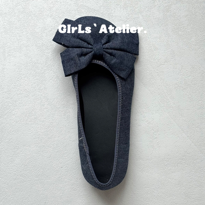 复古新品手工牛仔布浅口单鞋女