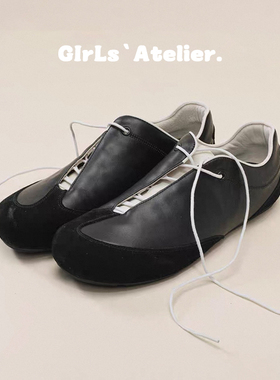 早春新品！复古拼色绑带德训鞋女2026新款薄底通勤百搭运动阿甘鞋
