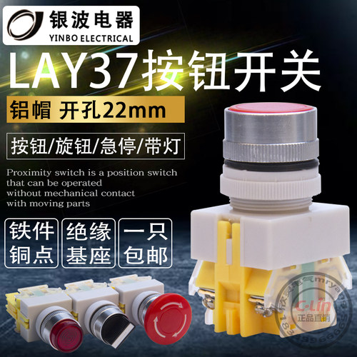LAY37系列按钮开关自复位锁启动蘑菇头紧急停钥匙旋钮22mm二三档 - 封面