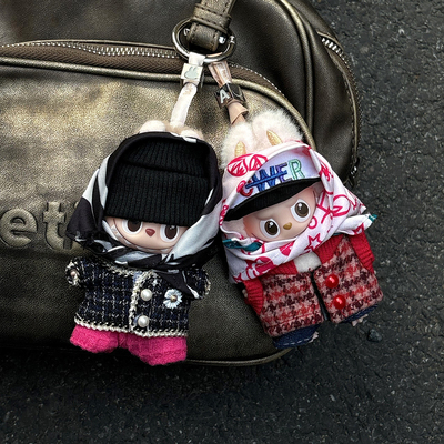 原创！labubu4.0四代娃衣迷你10cm拉布布权志龙gd同款千鸟格套装