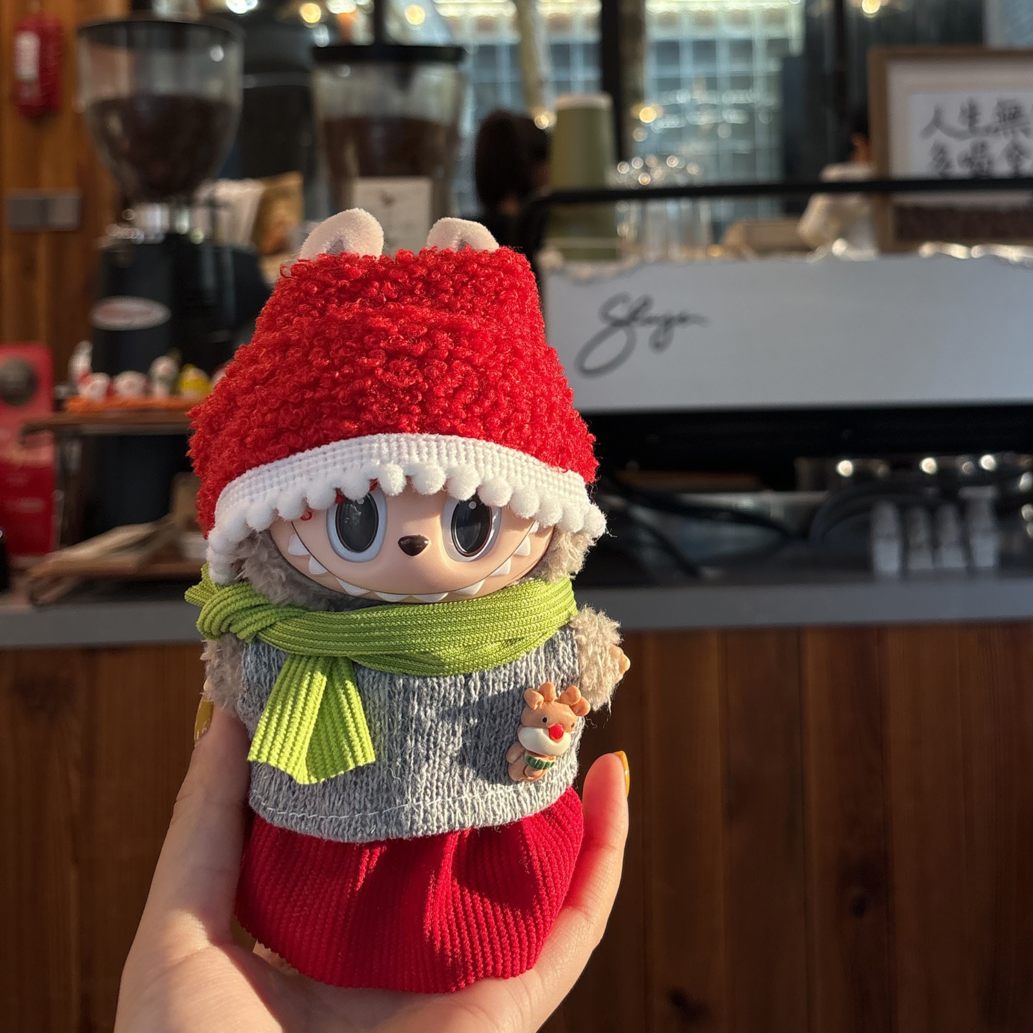 原创！圣诞限定拉布布一二三代通用娃衣labubu礼物红绿小鹿套装