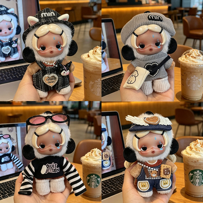 SKULLPANDA 不想不想系列毛绒公仔挂件暂停打卡娃衣背带裤套装