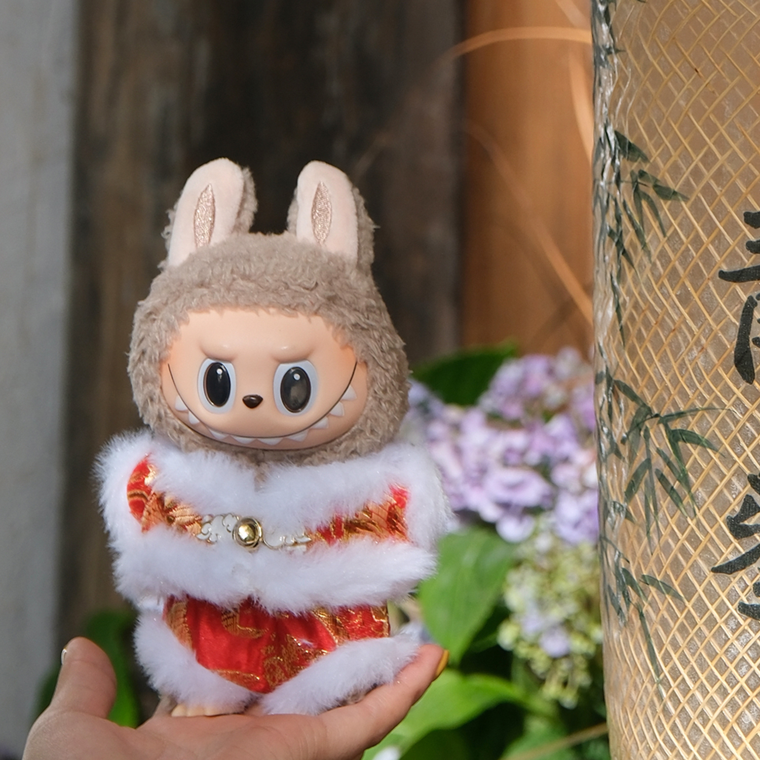 原创！拉布布一二三代通用娃衣labubu新年红色唐装复古拜年服