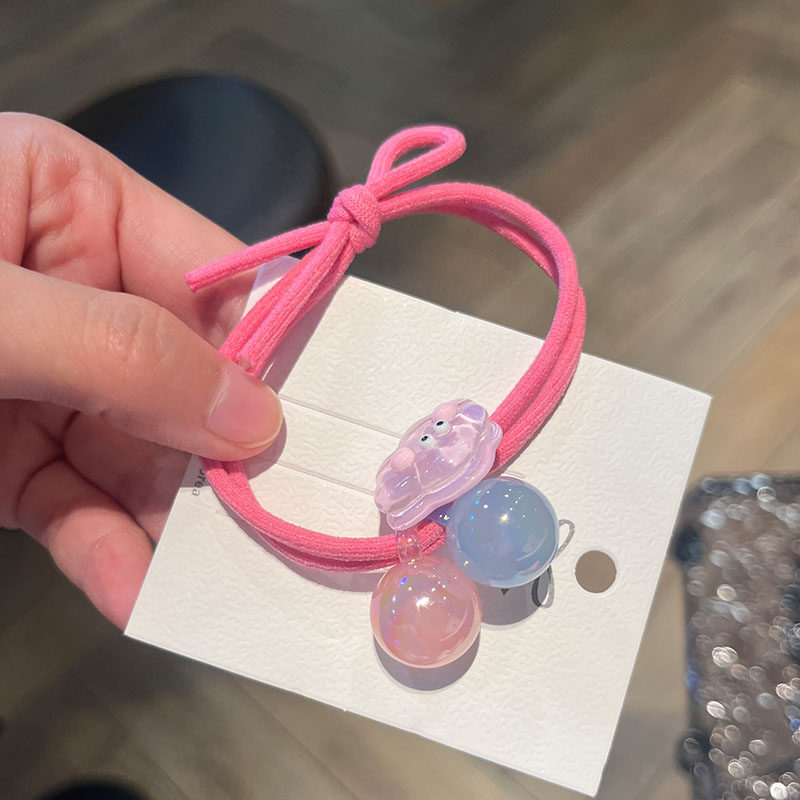 卡通韩国东大门头绳 双色球球小熊皮筋女孩丸子头马尾辫可爱头绳