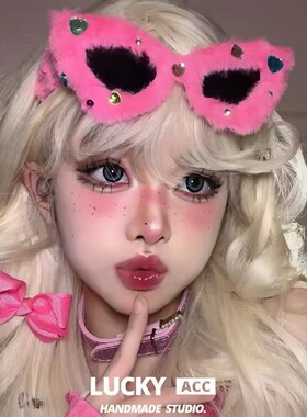 芭比同款毛毛墨镜发箍女2026新款夏款粉色辣妹穿搭barbie头箍头饰