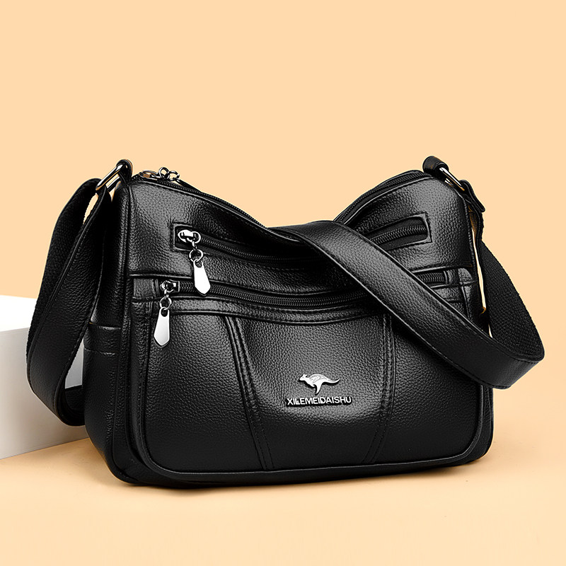 品牌正品真皮牛皮女包包单肩斜挎包大容量百搭黑色女士妈妈婆婆包