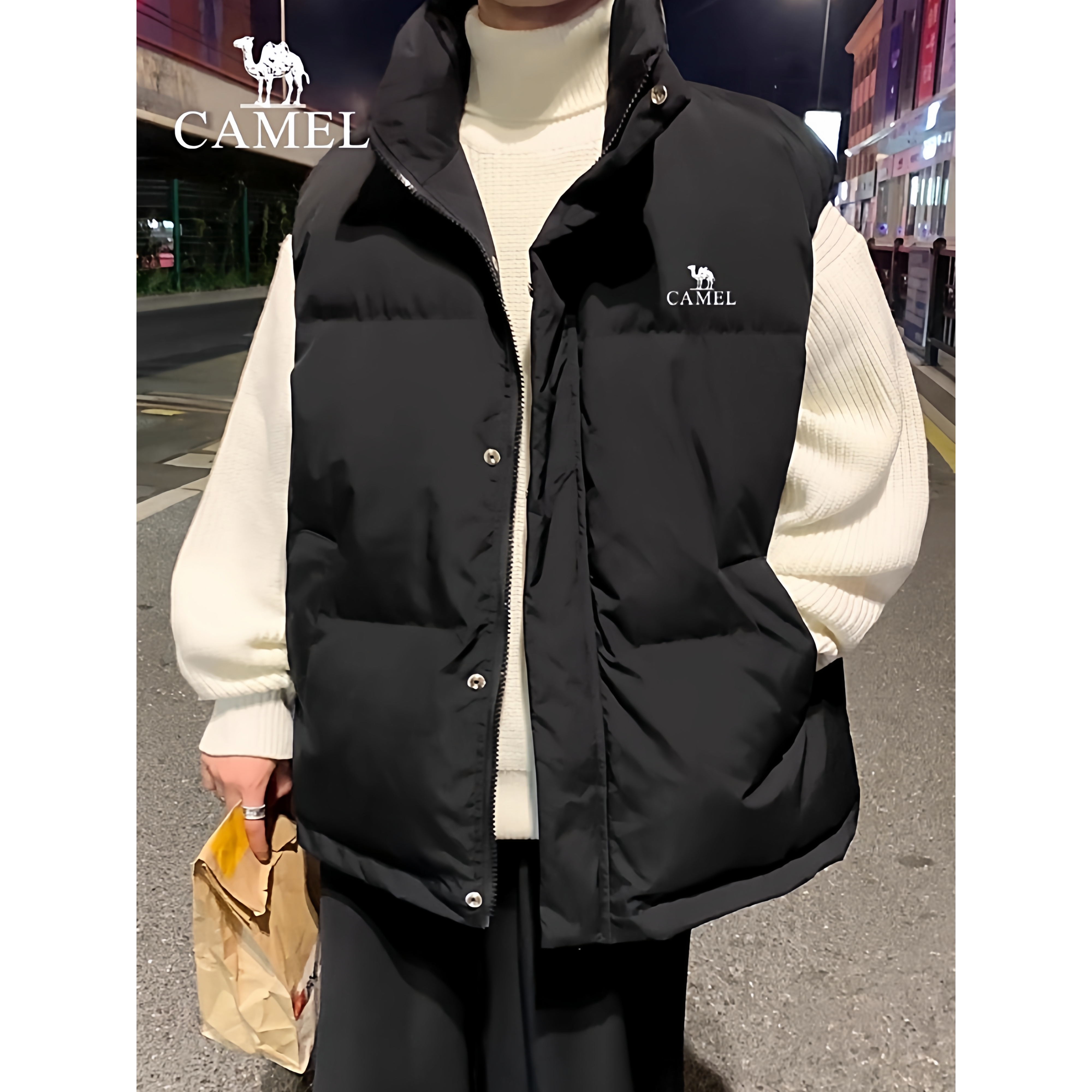 骆驼羽绒服马甲冬季加厚保暖坎肩