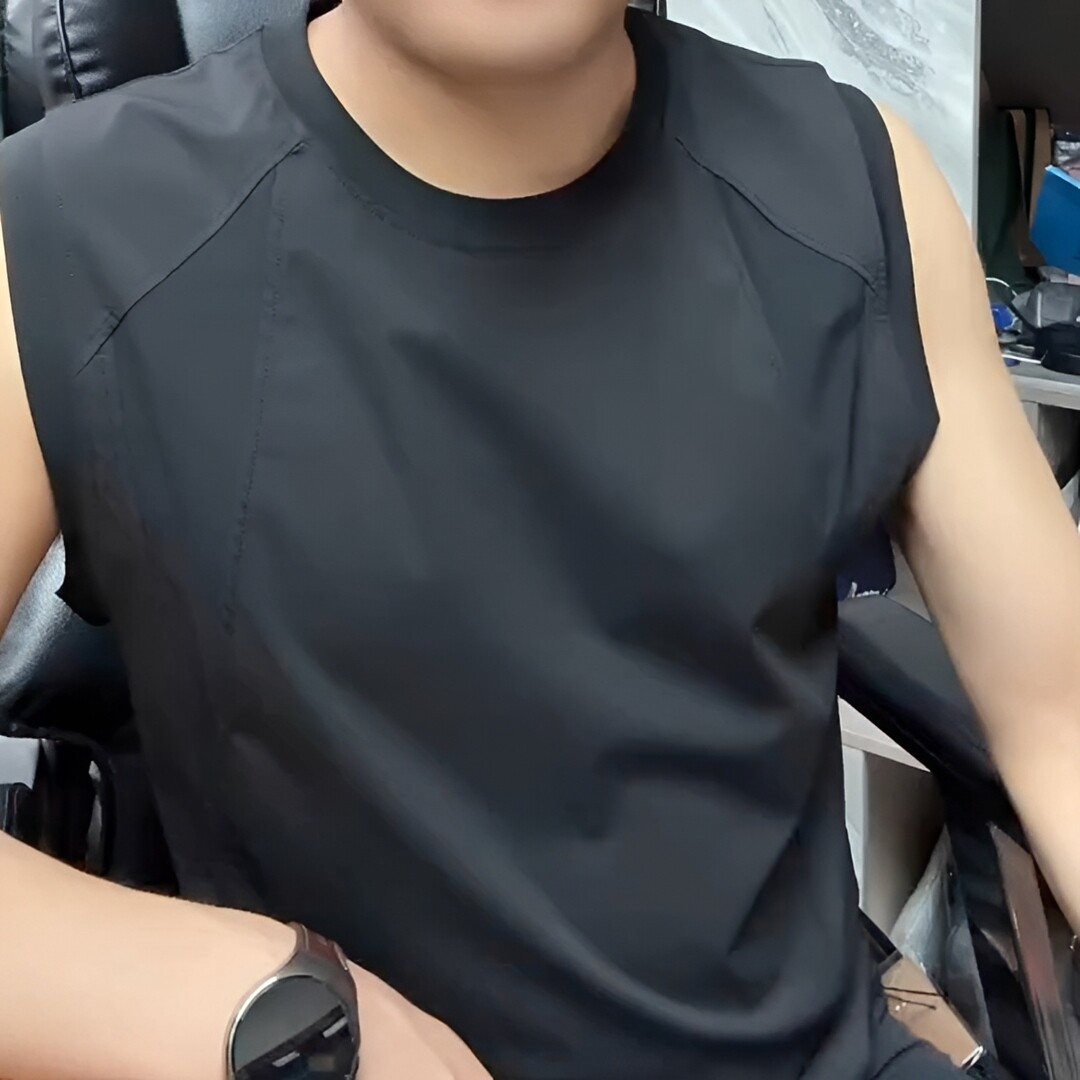 9882夏季新款欧货简约时尚休闲舒适透气个性凉感男士圆领无袖背心