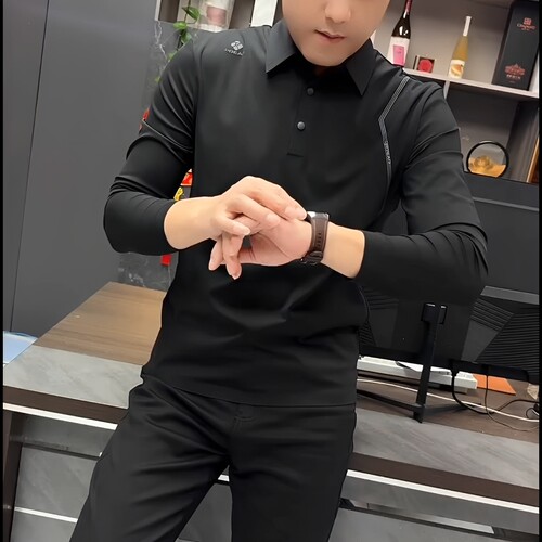 男士秋季35378翻领长袖T恤百搭