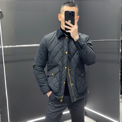 秋冬新款男士翻领条绒领男士棉服