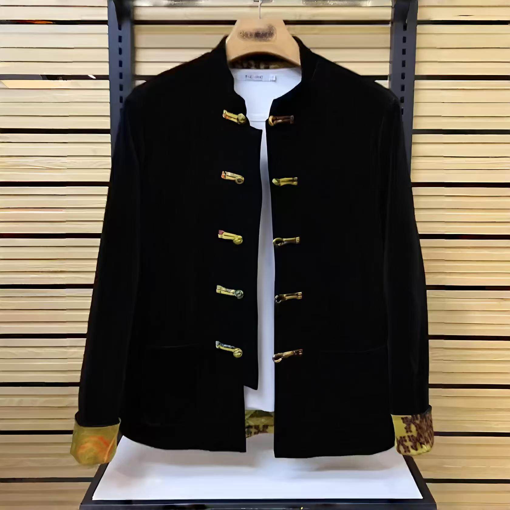 唐装男2025秋冬新款高品质潮流中国风盘扣时尚百搭修身薄棉外套,男装,唐装,淘宝优惠券,粉丝福利购,淘宝优惠卷