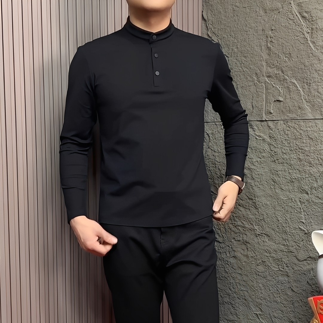 2025年秋冬新款男士时立领T恤