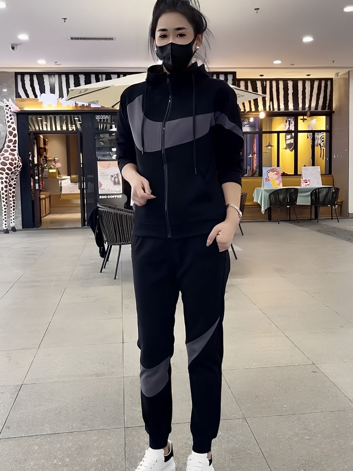 休闲运动套装男士春秋季新款情侣立领拉链开衫卫衣长裤加厚款帅