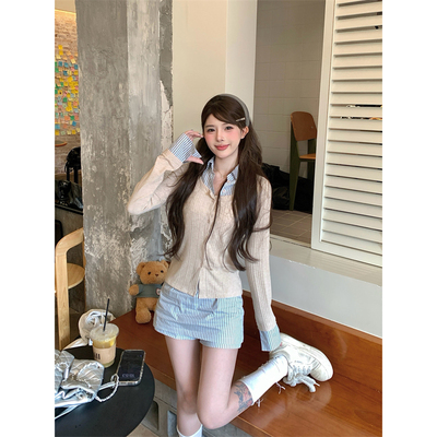 假两件衬衫女新款上衣秋装搭配一整套韩系穿搭套装裙