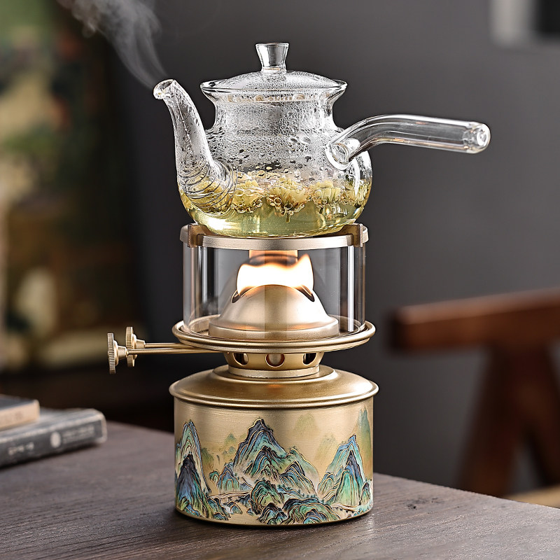林子茶忆千里江山黄铜空气灯