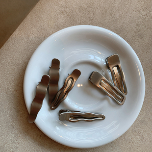 时尚 ins冷淡风短发尴尬期发夹边夹侧边刘海夹 洋气哑光银色鸭嘴夹