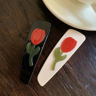 雅致 精致女士发夹女后脑勺高级感轻奢风弹簧夹小众发饰 郁金香