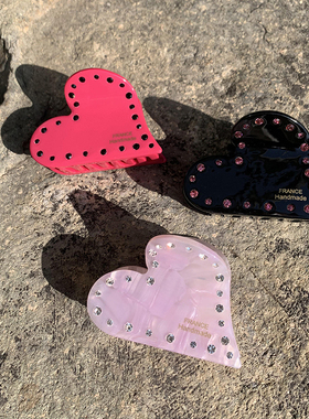 粉色少女心 醋酸爱心小号抓夹 刘海发卡可爱甜美玫红色公主头头饰