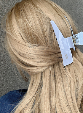 果冻感 浅蓝色抓夹森系仙美 France醋酸发抓大号 半扎发鲨鱼夹ins