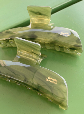 水墨绿新款 三角大号抓夹女高级感 france法式优雅盘发鲨鱼夹小众