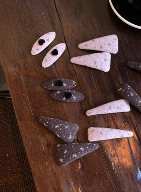 高级咖粉bb夹 毛呢蝴蝶结夹子头饰好看的侧边发夹边夹刘海夹新款