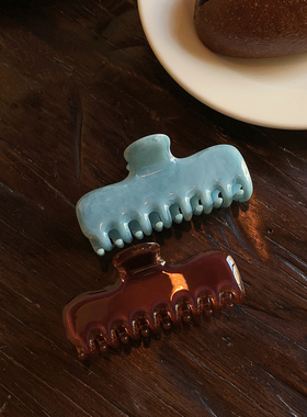 颜值实用水墨蓝 独特漂亮抓夹大号发量大方形发抓发饰鲨鱼夹