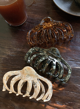 设计感南瓜 香槟色纹理抓夹女高级感赫本风大号发量大盘发鲨鱼夹