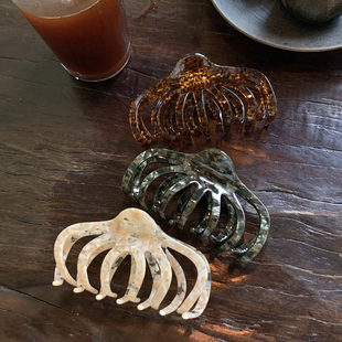 香槟色纹理抓夹女高级感赫本风大号发量大盘发鲨鱼夹 设计感南瓜