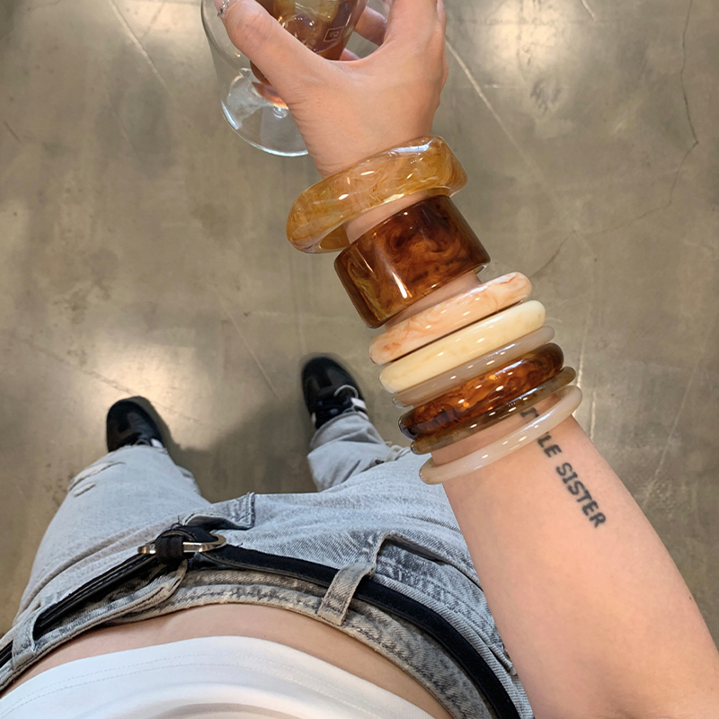 chicaddblack开口素圈手镯